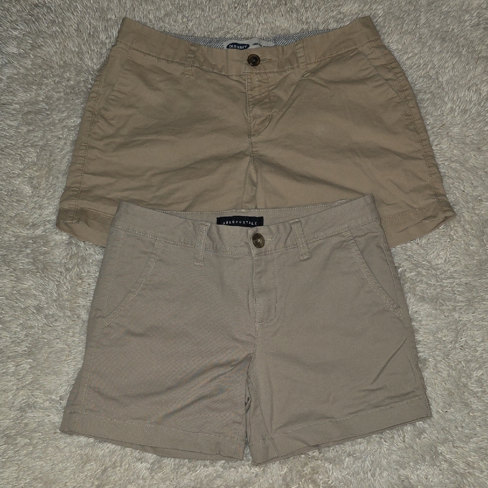 Aeropostale And Old Navy Everyday  Khaki & Tan Flat Front Shorts Size 0
